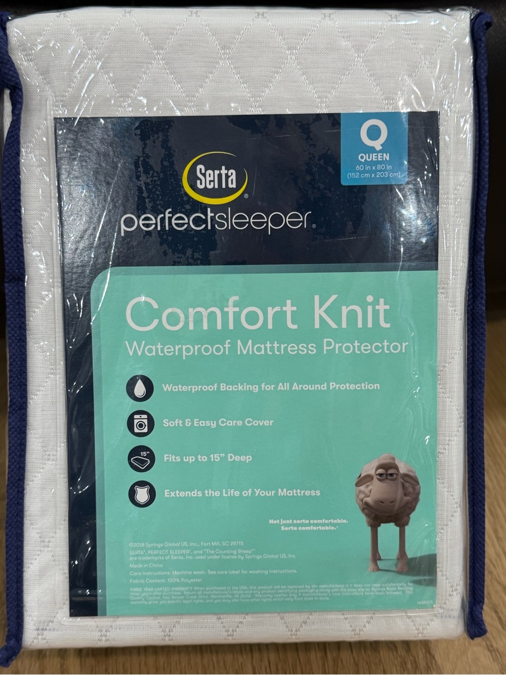 Serta Comfort Knit Waterproof Mattress Protector - White (Queen)